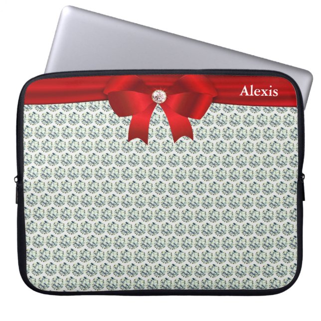 moderne en glitterdiamanten op zilveren laptop laptop sleeve (Voorkant)