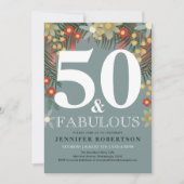 Moderne en grafische 50 en Fabulous Birthday Invit Kaart (Voorkant)