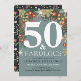 Moderne en grafische 50 en Fabulous Birthday Invit Kaart