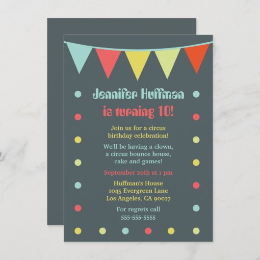 Moderne en grafische circusuitnodiging kaart (Voorkant / Achterkant)