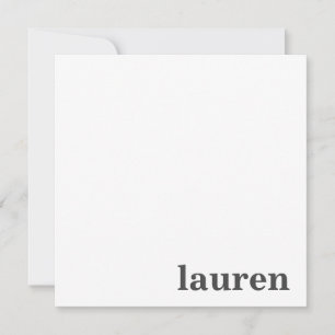 Moderne en grafische monogram naam in houtskool notitiekaartje