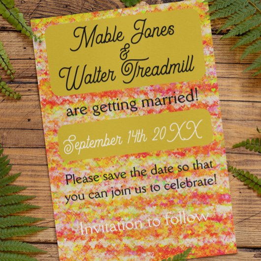 Moderne en heldere goud- en roze tinten save the d date