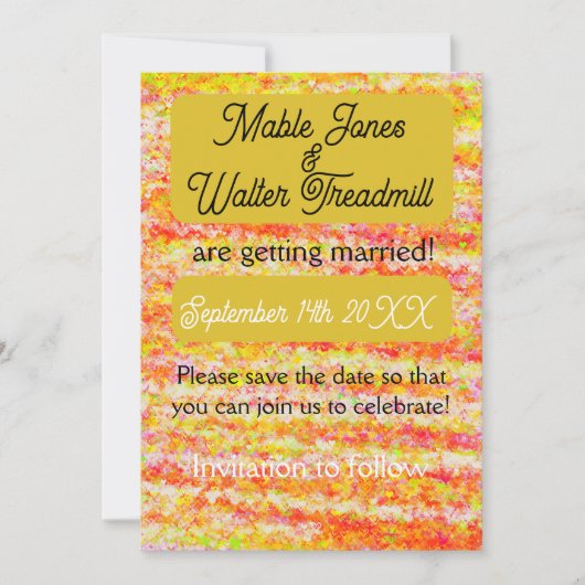 Moderne en heldere gouden en roze kleuren om de da save the date (Voorkant)