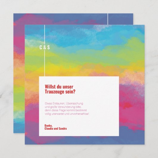 Moderne en inspirerende regenboogkleuren save the date (Voorkant / Achterkant)