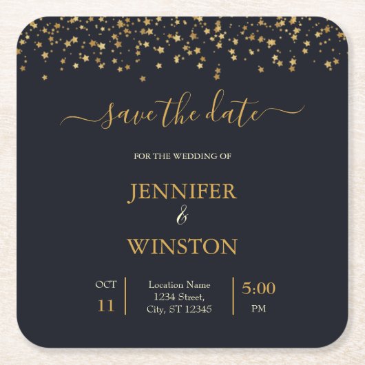 Moderne en klassieke gouden sterren kartonnen onderzetters (Voorkant)