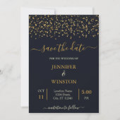 Moderne en klassieke gouden sterren save the date (Voorkant)