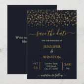 Moderne en klassieke gouden sterren save the date (Voorkant / Achterkant)