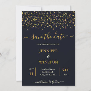 Moderne en klassieke gouden sterren save the date