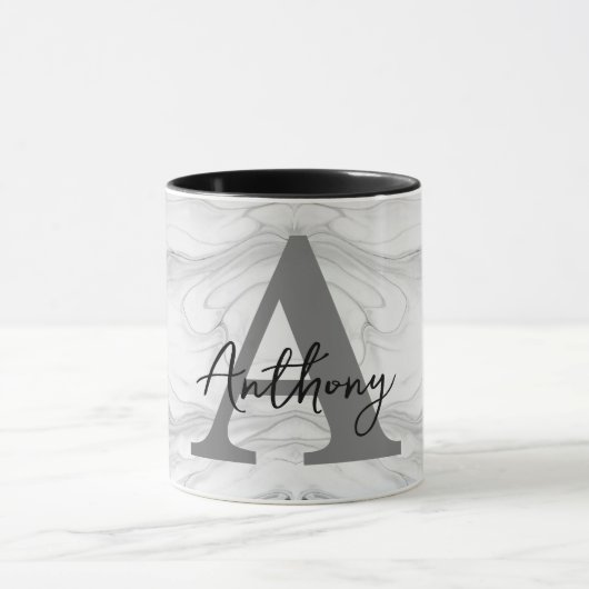 Moderne en Klassieke Marmeren Monogram Letter A Mok (Midden)