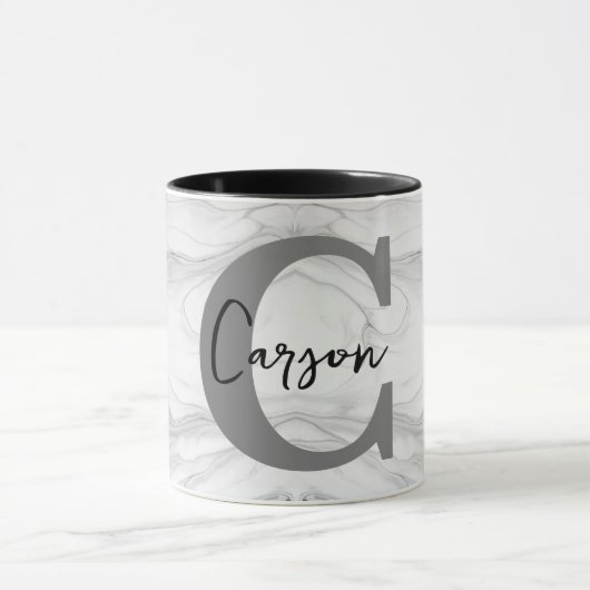 Moderne en Klassieke Marmeren Monogram Letter C Mok (Midden)
