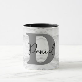 Moderne en Klassieke Marmeren Monogram Letter D Mok