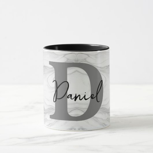 Moderne en Klassieke Marmeren Monogram Letter D Mok (Midden)