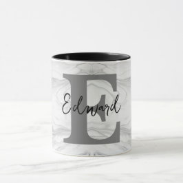Moderne en Klassieke Marmeren Monogram Letter E Mok