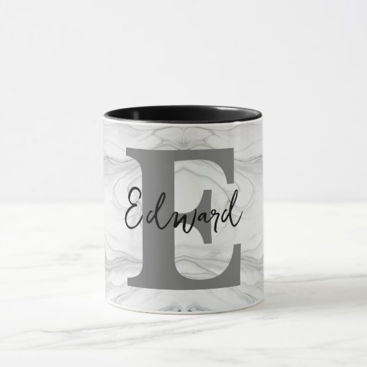 Moderne en Klassieke Marmeren Monogram Letter E Mok (Midden)