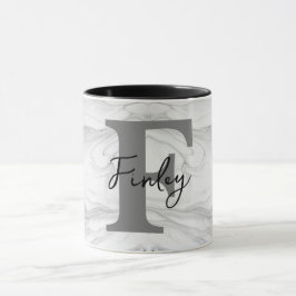 Moderne en Klassieke Marmeren Monogram Letter F Mok