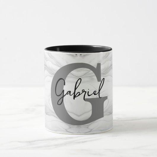 Moderne en Klassieke Marmeren Monogram Letter G Mok (Midden)