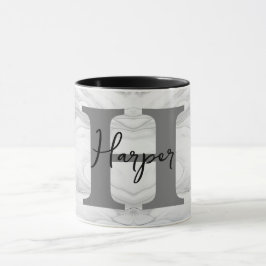 Moderne en Klassieke Marmeren Monogram Letter H Mok