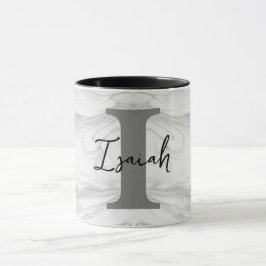 Moderne en Klassieke Marmeren Monogram Letter I Mok