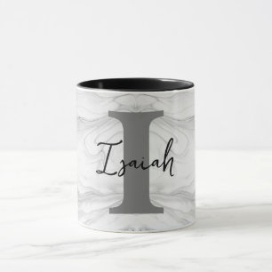 Moderne en Klassieke Marmeren Monogram Letter I Mok