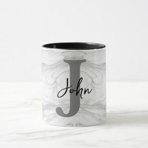 Moderne en Klassieke Marmeren Monogram Letter J Mok