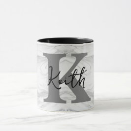 Moderne en Klassieke Marmeren Monogram Letter K Mok