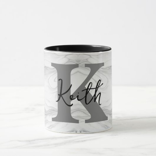 Moderne en Klassieke Marmeren Monogram Letter K Mok (Midden)