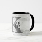 Moderne en Klassieke Marmeren Monogram Letter K Mok (Voorkant rechts)