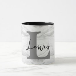Moderne en Klassieke Marmeren Monogram Letter L Mok
