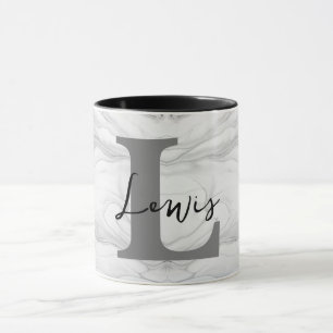 Moderne en Klassieke Marmeren Monogram Letter L Mok