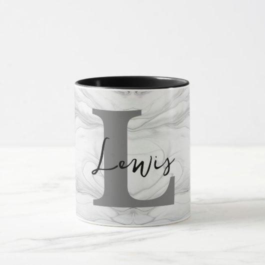 Moderne en Klassieke Marmeren Monogram Letter L Mok (Midden)