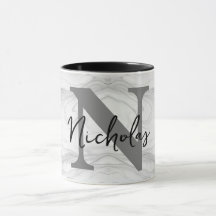Moderne en Klassieke Marmeren Monogram Letter N