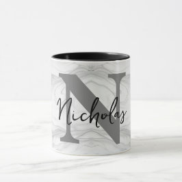 Moderne en Klassieke Marmeren Monogram Letter N Mok