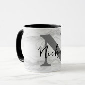 Moderne en Klassieke Marmeren Monogram Letter N Mok (Voorkant links)