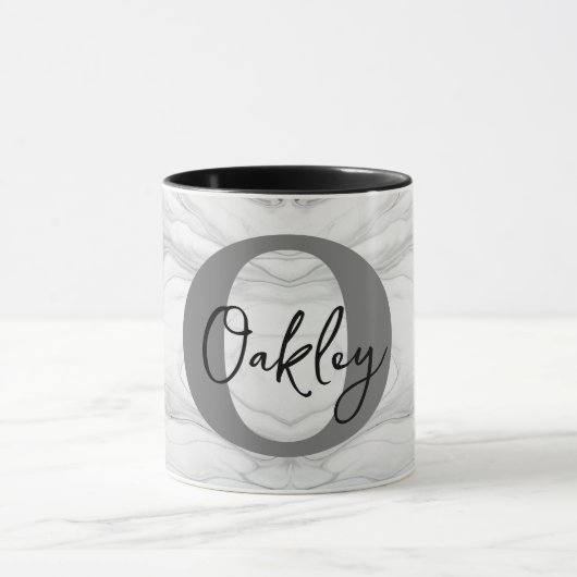 Moderne en Klassieke Marmeren Monogram Letter O Mok (Midden)