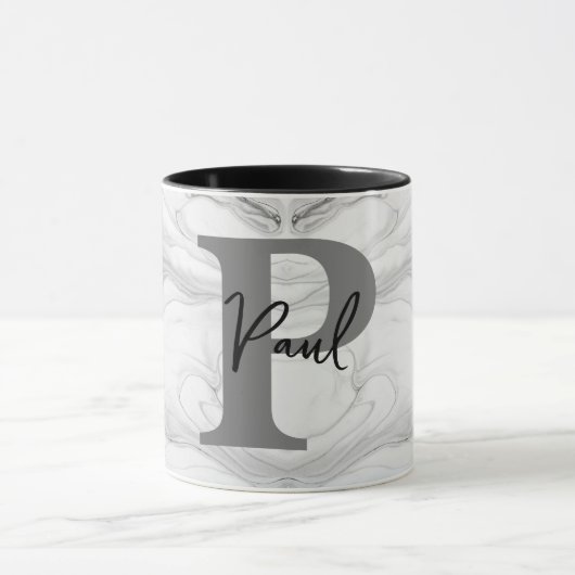 Moderne en Klassieke Marmeren Monogram Letter P Mok (Midden)