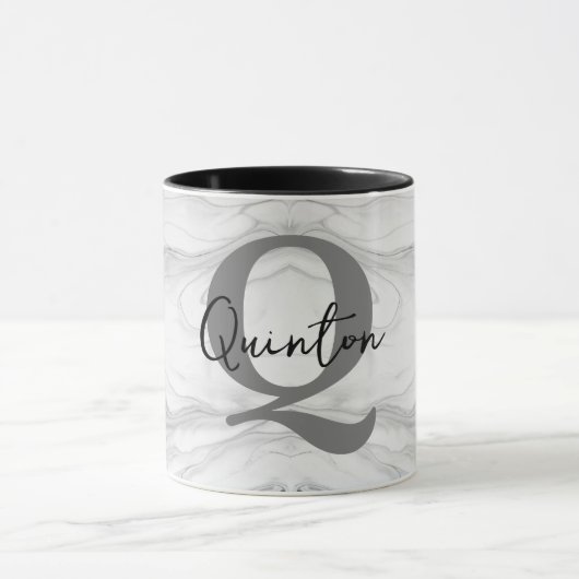 Moderne en Klassieke Marmeren Monogram Letter Q Mok (Midden)