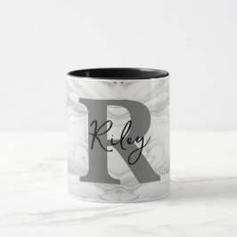 Moderne en Klassieke Marmeren Monogram Letter R Mok