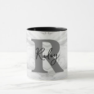 Moderne en Klassieke Marmeren Monogram Letter R Mok