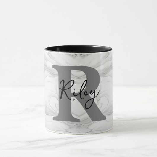 Moderne en Klassieke Marmeren Monogram Letter R Mok (Midden)