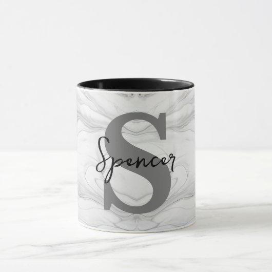 Moderne en Klassieke Marmeren Monogram Letter S Mok (Midden)