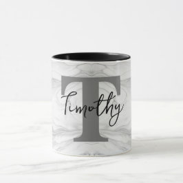 Moderne en Klassieke Marmeren Monogram Letter T Mok