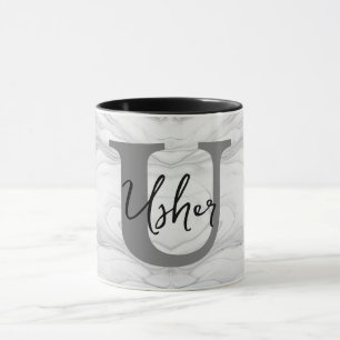 Moderne en Klassieke Marmeren Monogram Letter U Mok