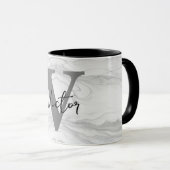 Moderne en Klassieke Marmeren Monogram Letter V Mok (Voorkant rechts)