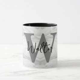 Moderne en Klassieke Marmeren Monogram Letter W Mok