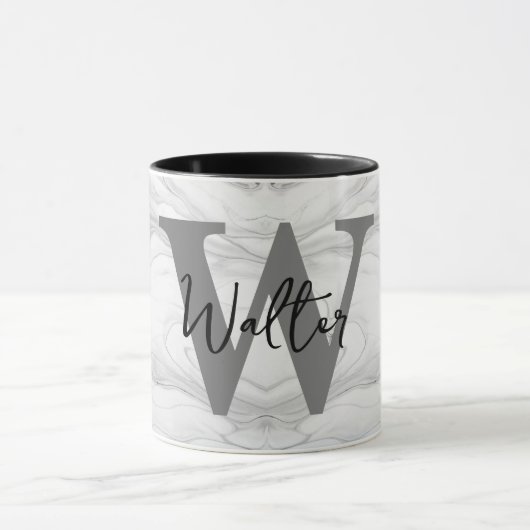 Moderne en Klassieke Marmeren Monogram Letter W Mok (Midden)