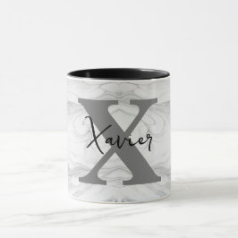 Moderne en Klassieke Marmeren Monogram Letter X Mok