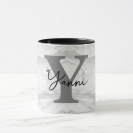 Moderne en Klassieke Marmeren Monogram Letter Y Mok