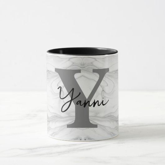 Moderne en Klassieke Marmeren Monogram Letter Y Mok (Midden)