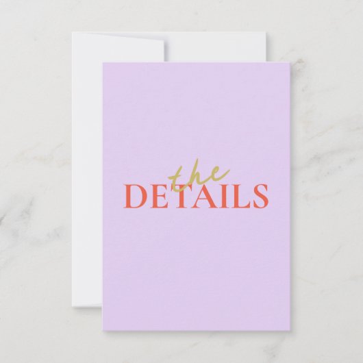 Moderne en Kleurrijke Bruiloft Details Behuizing K RSVP Kaartje (Voorkant)