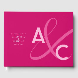 Moderne en Krachtige Magenta Bruiloft Gastenboek